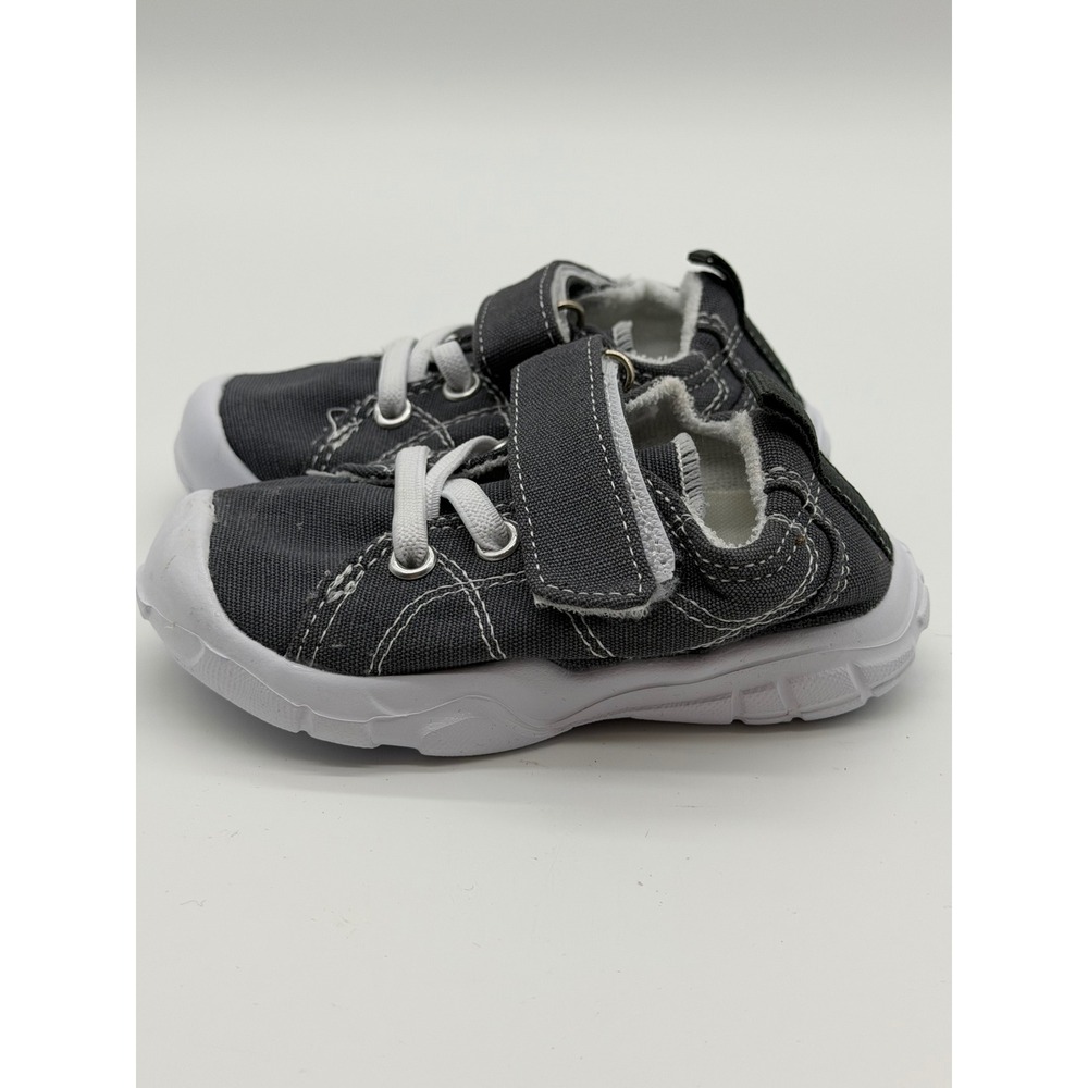 Kids Charcoal Gray Canvas Sneakers Hook and Loop Strap Athletic Shoes Toddler 5